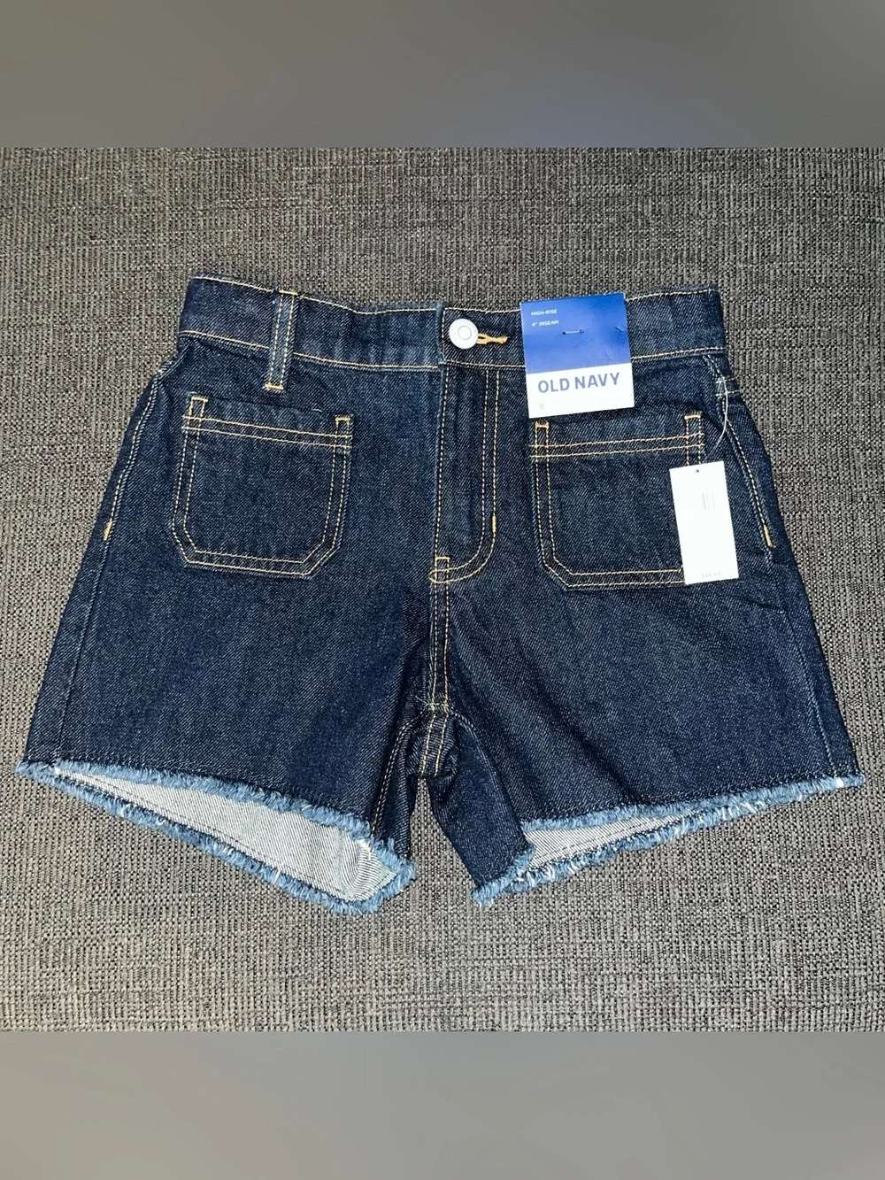 NEW Big Girls Size 8 Old Navy Dark Blue Denim Cutoff Shorts with Front Pockets
